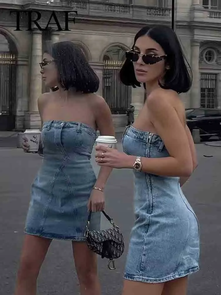 Denim party wear dress outlet
