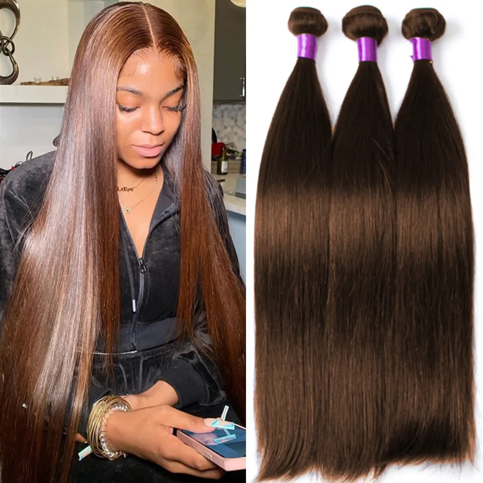 Chocolate Brown Bone Straight Human Hair Bundles 100 Virgin Brazilian Weave Luvme Lace Front Wigs 10 30 Inches Remy Quality 4 Bundle Set 230505 From Bei07 14.24 DHgate.Com
