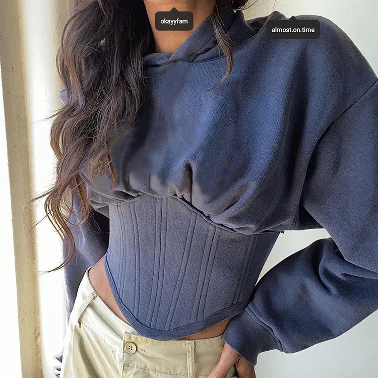 Save Big on Bulk Womens Hoodie Tracksuit Tracksuit Jacket Womens Crop  Corset Hoodie: Stylish Autumn Spring Hooded Sweatshirt Stretch High Street 