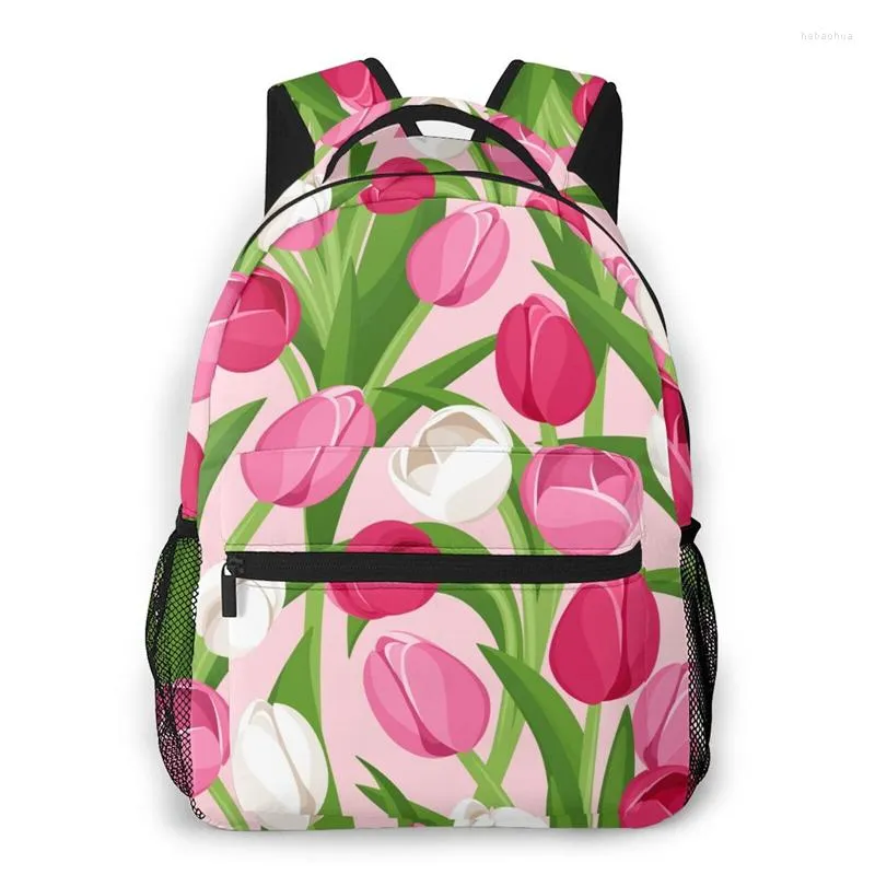 Sırt çantası nerede lale lale çiçek baskı çocuklar rahat günlük kadınlar tuval seyahat çantası genç okul çantası mochila damla