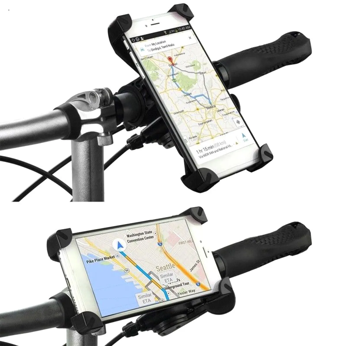 Anti Shake Motorcycle Phone Holder With Handlebar And Rearview