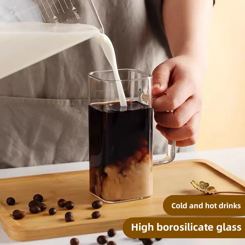 Square Glass Cup Borosilicate Glass Cup Milk Cup Glass Tumbler