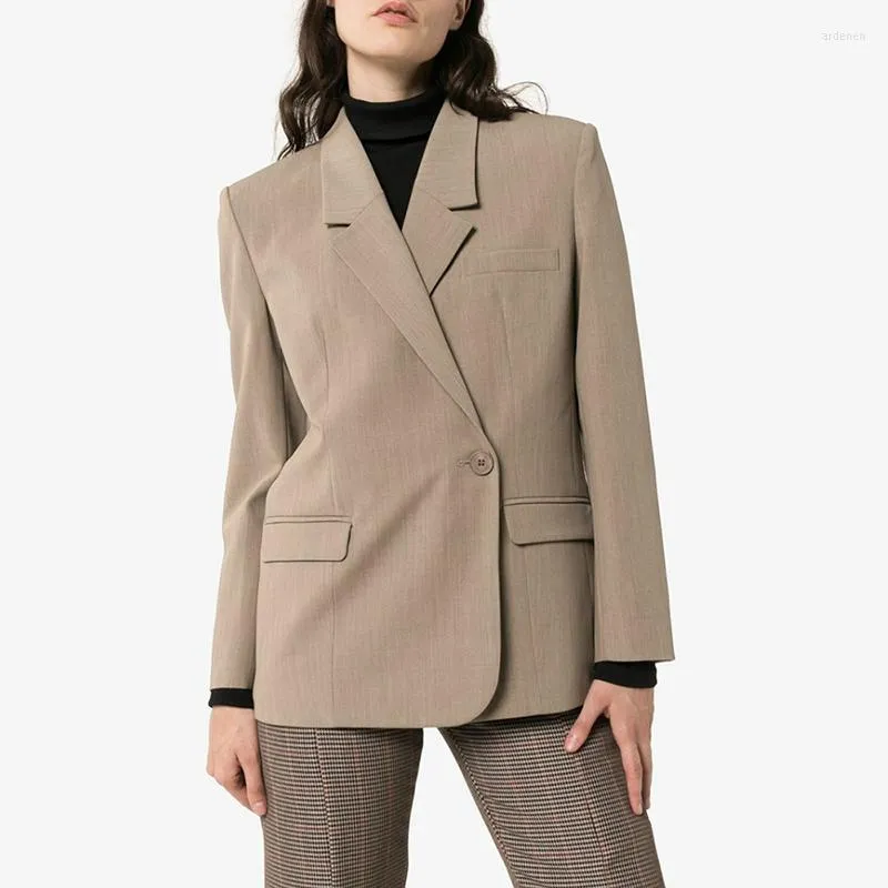 Women's Jackets Autumn And Winter Classic Commuting Hundred With Wool Blend One Button Blazer 2023 Simple Casual Khaki Grey Jacket Women