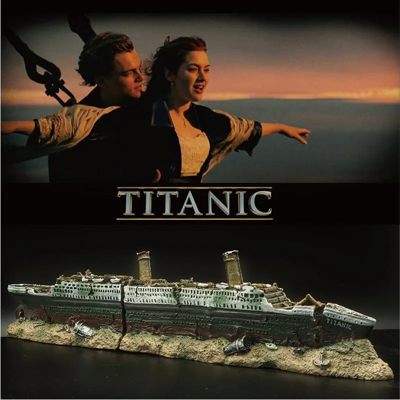 Decoraties Titanic Lost Wasted Boat Ship Large Aquarium Decoratie Ornament Aquarium Ship Split Shipwreck Fish Wreck Decor Wreck Sunk