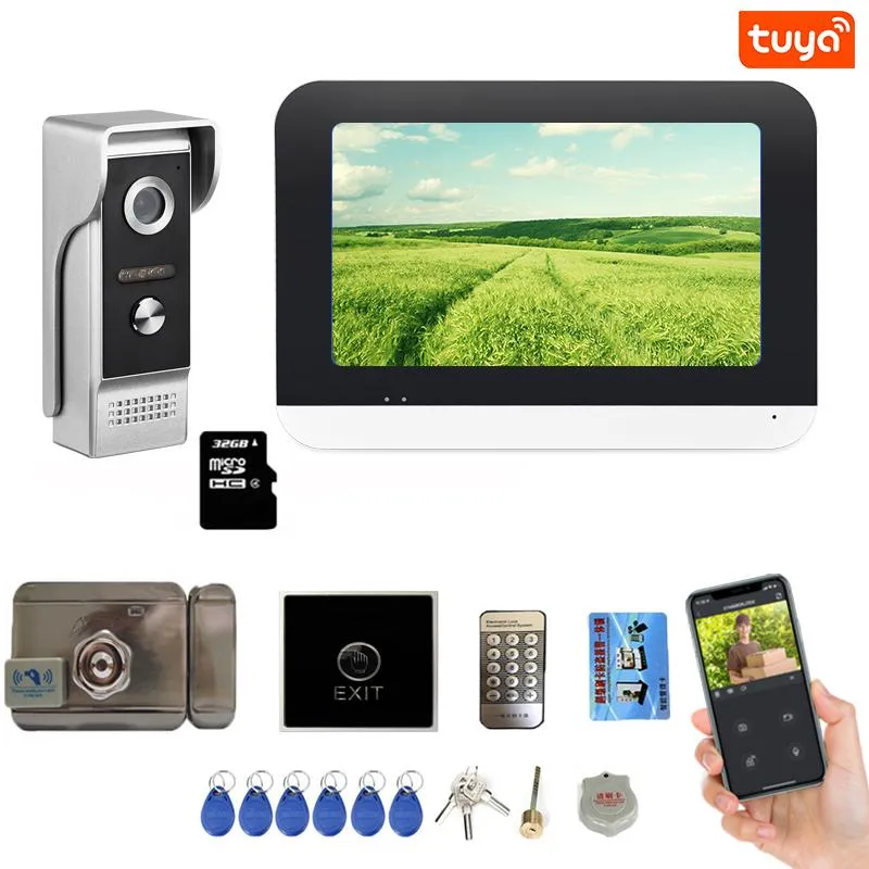 Videodörrtelefoner WiFi Telefonintercom med Lock For Home 1080p Doorbell Camera Support Tuya App Motion Detect Access Control