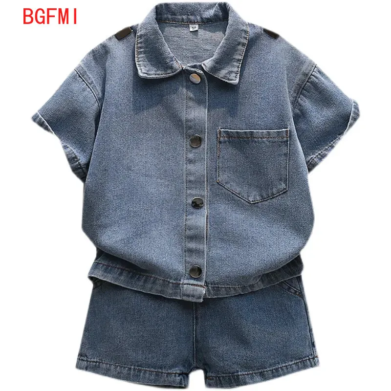 Family Matching Outfits 2023 Baby Boy Clothing Sets Summer Gentleman Suits Denim Shirt Shorts 2pcs Kids Clothes Boys Children Set 2 10 Years 230506