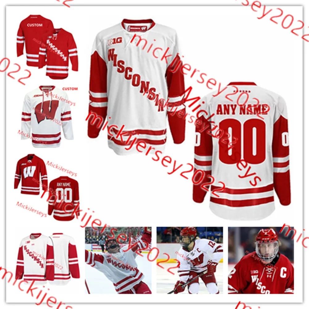 Jamie McBain Rene Bourque Wisconsin Hockey Joe Pavelski 6 Justin Schultz 10 Mark Johnson Wisconsin Badgers Jerseys Custom Stitched Mens Youth