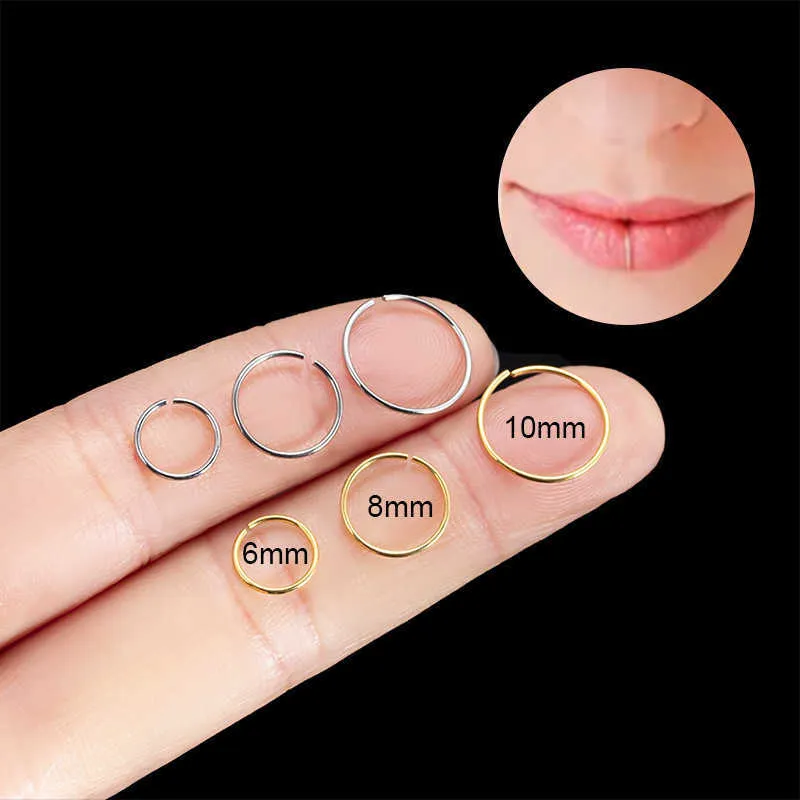 Moda G23/F136 Titanium 20G Circular Lip Ring Nariz Ring Cartilagem Brincos de argola de argaca