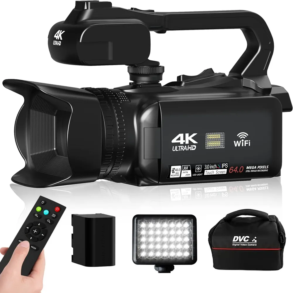 Videocámara de video 4K, 64MP 60FPS 18X Zoom digital Cámara de vlogging de  enfoque automático para , cámara de video HD WiFi con batería de