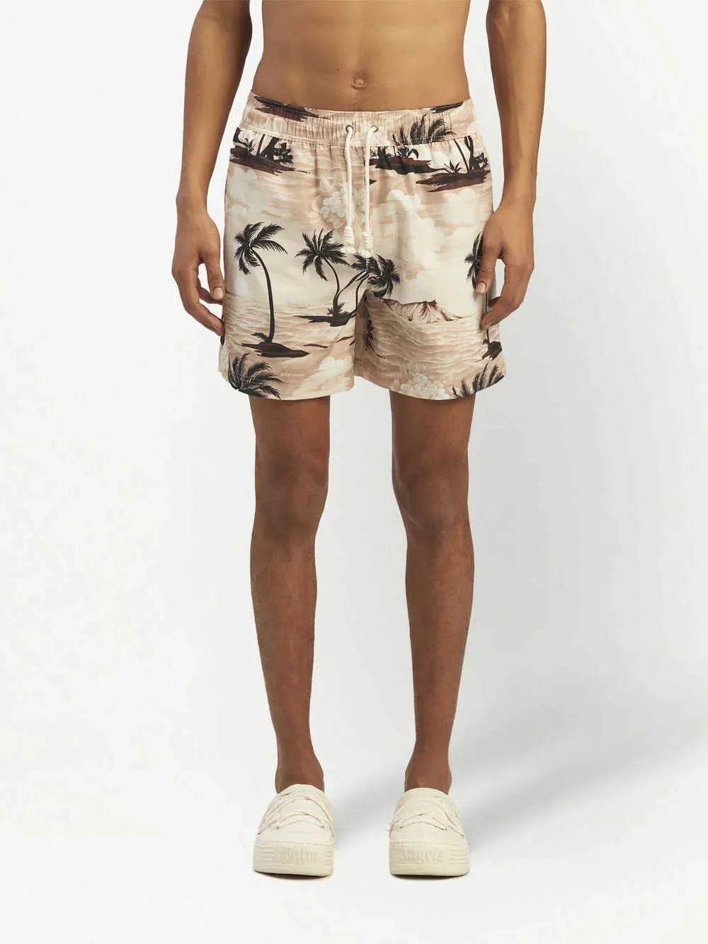 Дизайнерская короткая модная повседневная одежда Palmes Angels Summer PA Tree Island Полная печать Шорты Бедные повседневные пляжные штаны Плавательные пары Бегуны Пляжная спортивная одежда