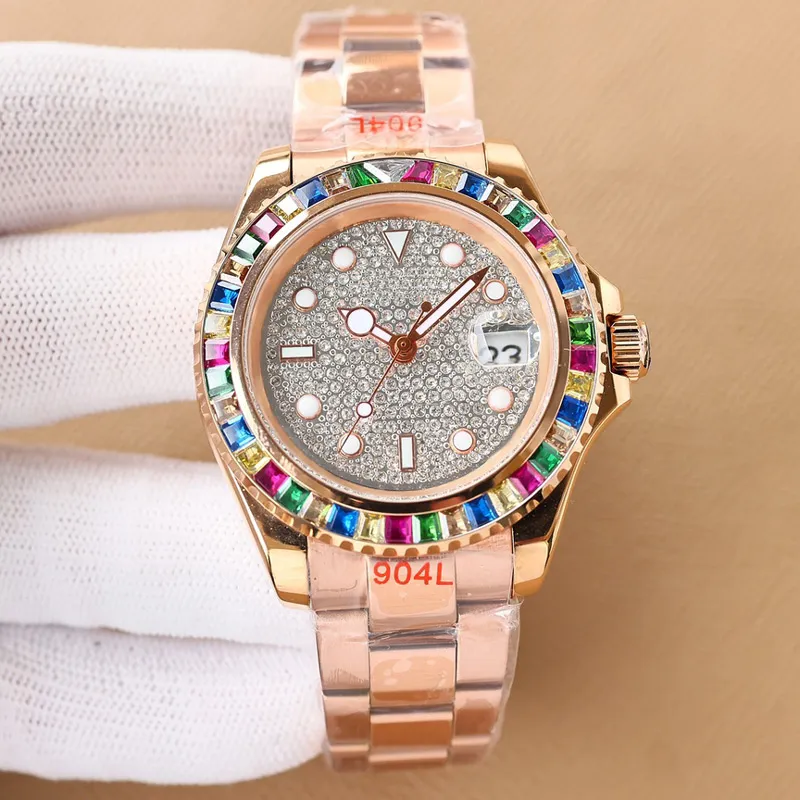 40 mm zegarek Automatyczny ruch mechaniczny Mężczyzn na rękę ramkę Diamond Classic Business Business Montre de Luxe