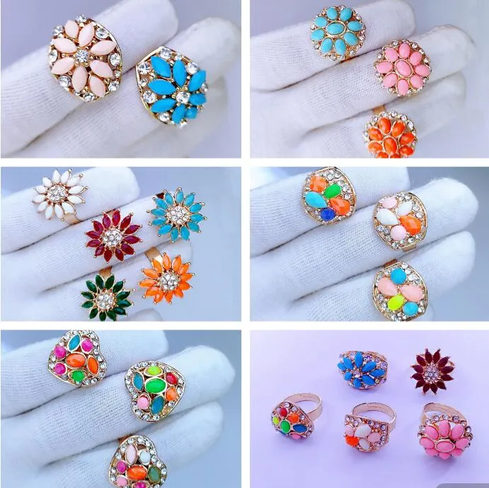 Colored resin Ring Mixed Style Size Color KC Gold Fashion women's jewelry