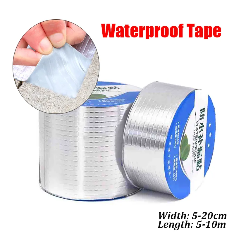 Adhesive Tapes Roof Leakproof Aluminum Foil Butyl Rubber Waterproof Tape High Temperature Resistance Pipes Walls Leak Sticker Super Nano Tapes 230504