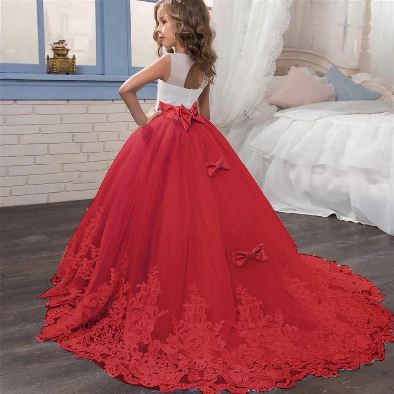 Girls Dresses Fancy Flower Long Prom Gowns Teenagers Dresses For