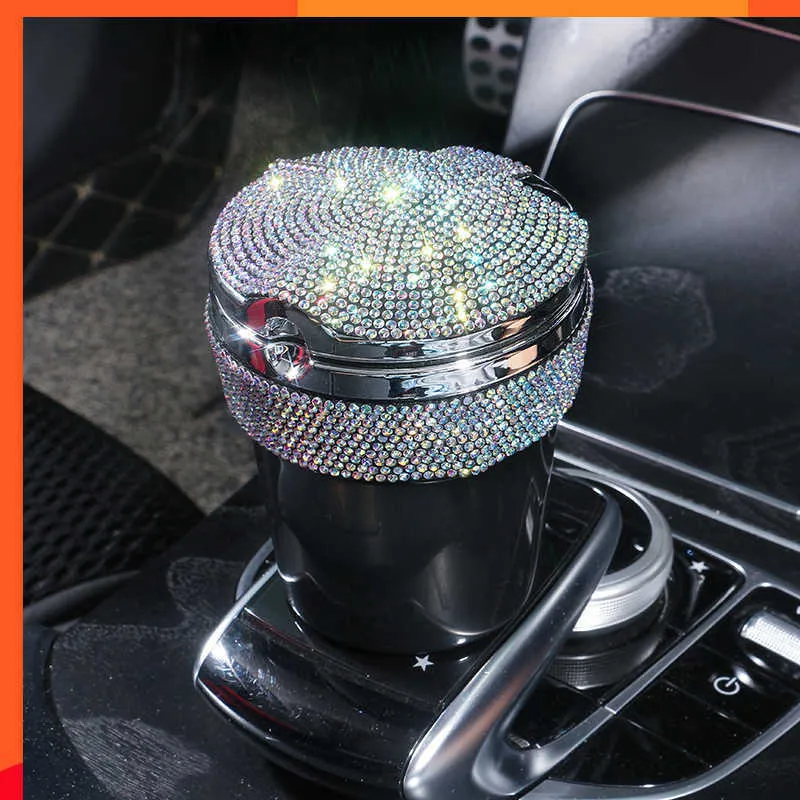 SparkleLite Crystal Car Ashtray With LED Light & Airtight Lid