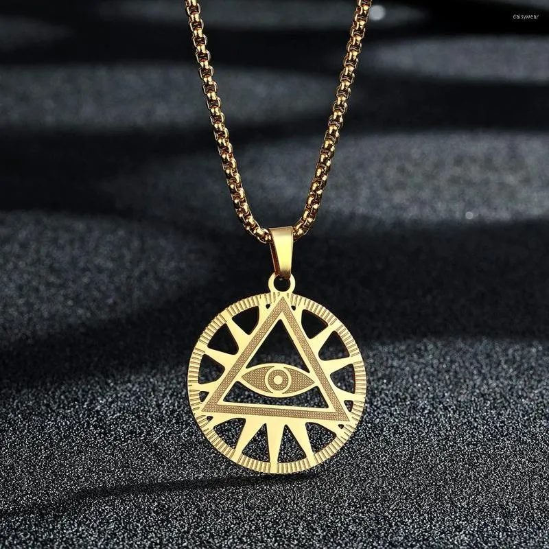 Pendentif Colliers QIAMNI Egypte Oeil De La Providence Illuminati Pyramide All-Seeing Evil Collier Triangle Géométrique Tour De Cou Égyptien Hommes