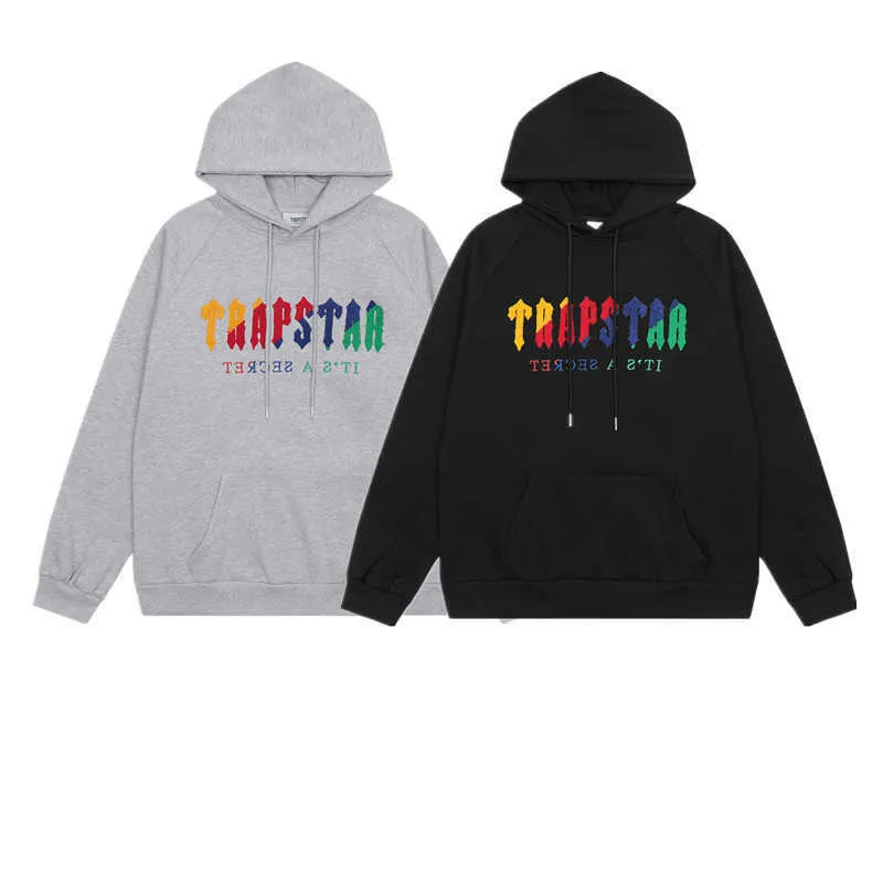 Designer Clothing Men's Sweatshirts Hoodie Trendy Trapstar Rainbow Gradient Towel Embroidered Couple Loose Relaxed Hooded Sweater Fashion Streetwear Tops