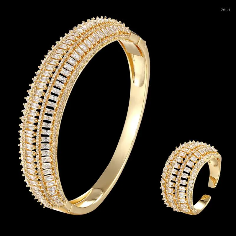 Naszyjnik Zestaw biżuterii Zlxgirl Kobiety Bransoletka Duża rozmiar z pierścieniem ślubne miedziane mikroinkonowane cyrkon Bracele Ladies