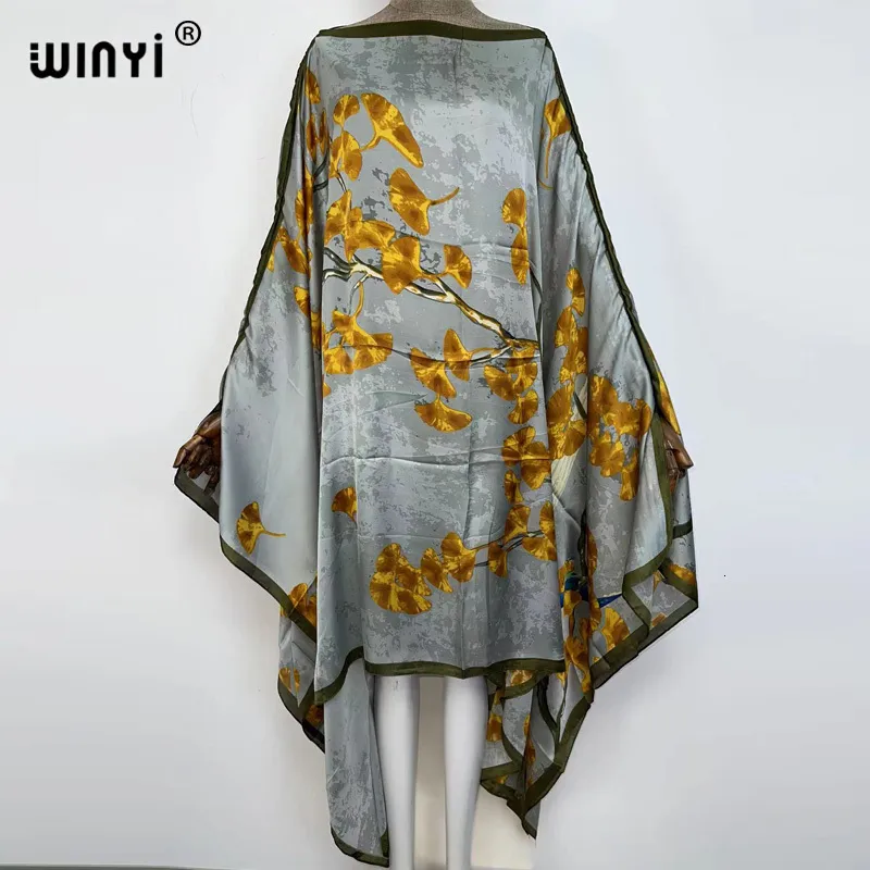 Ethnic Clothing Winyi African Kaftan Beach Cover Up Beach Wear Oversize Boho Clothing Bathing Suit Robe Party Holiday Women Christmas Clothing 230505