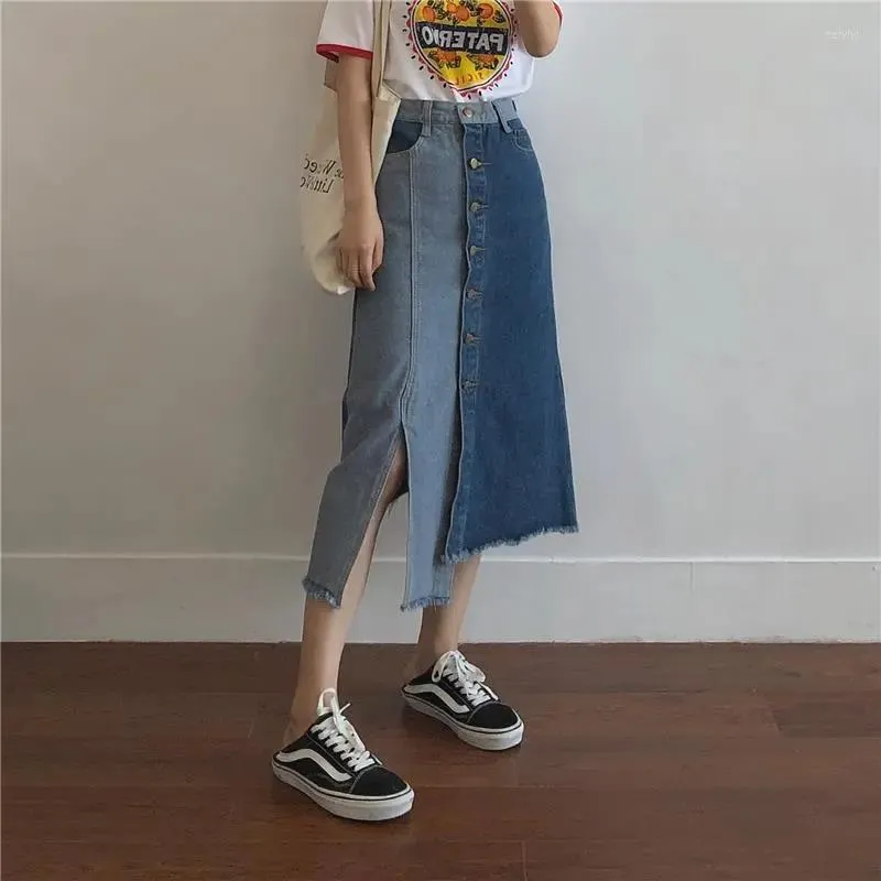 Saias Slit Skirt Salia Indie Estética Midi Long 2023 Trendência de verão Mulheres coreanas Roupas Moda