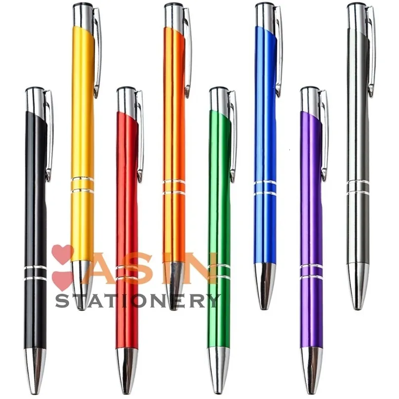 Bollpoint pennor 20pcslot Anpassa Promotion Ballpoint Pen Metal Ball Pen Support Print Advertising Wholesale Personal Metal Pen 230505