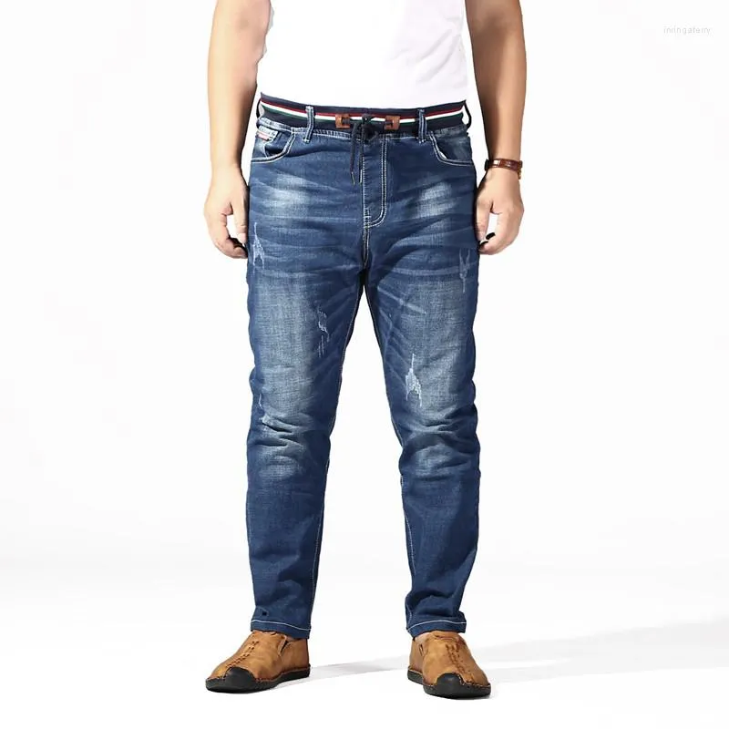 Jeans masculinos grandes homens 6xl 7xl 8xl 180kg calça de verão homme alongamento calça lisada de jeans azul mais roupas de marca