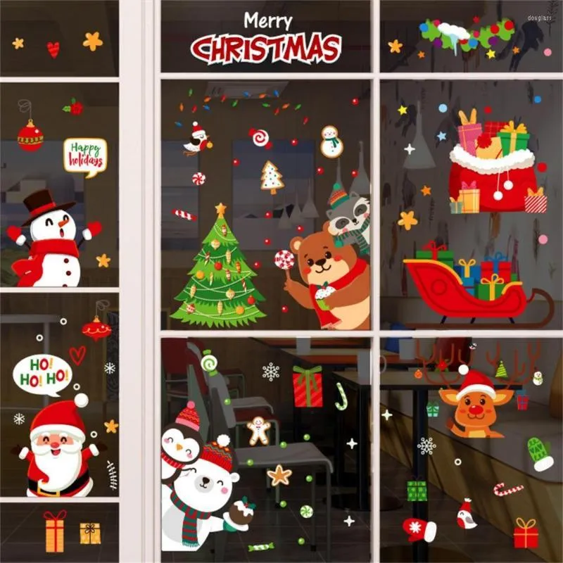 Adesivi murali 9 pezzi Nessun odore PVC Vetro natalizio Finestra elettrostatica per vacanze invernali per interni