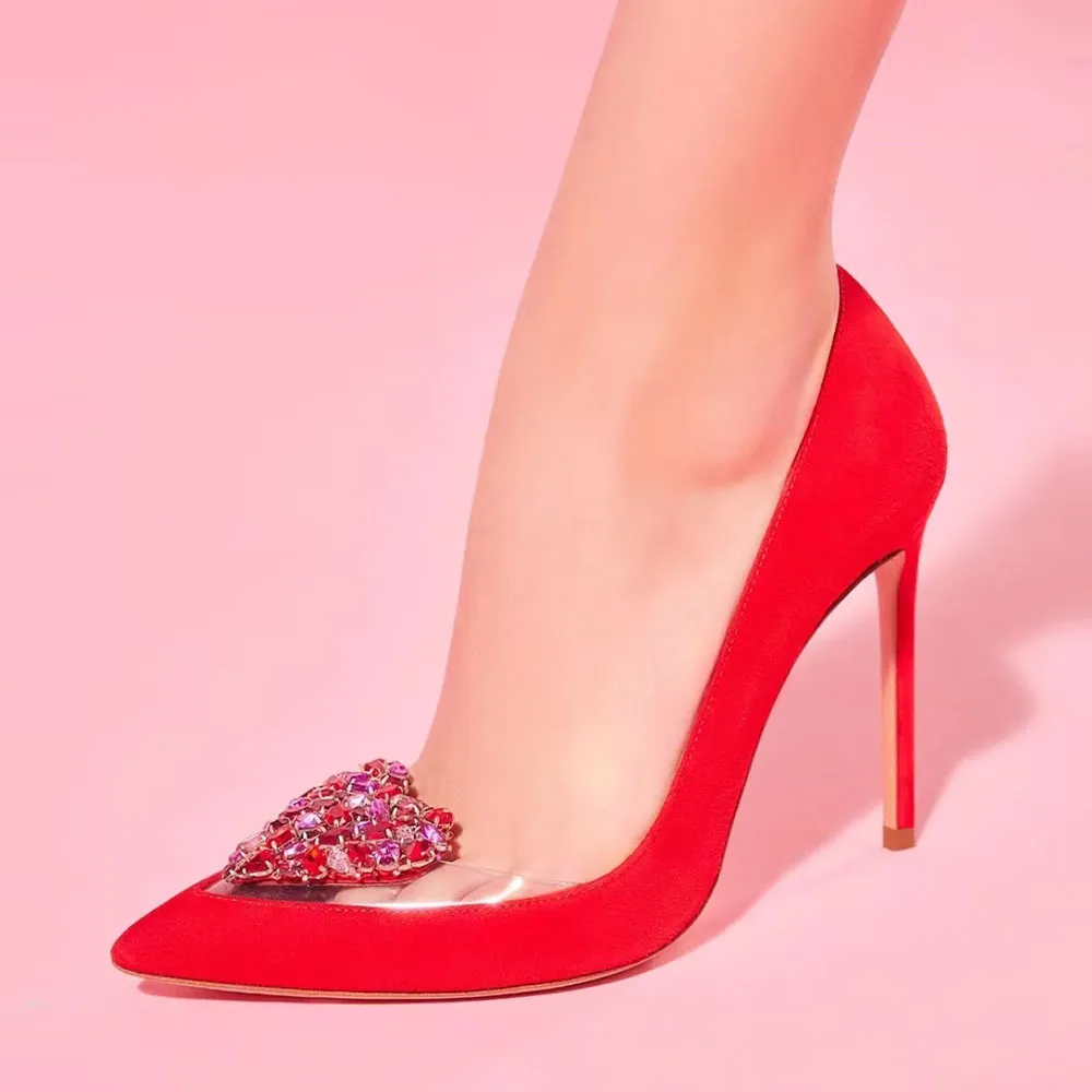 Aquazzura Geklede schoenen Love Me Pump 105 Rosso trouwschoenen Cleo met kristallen ingelegde Naaldhak Avondschoenen Luxe Designer dames hoge hakken fabrieksschoeisel