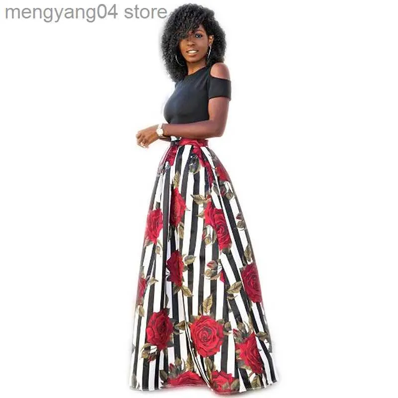 Summer Womens Floral Maxi Skirt Set Black Two Piece Fashion Top With Long Skirt With Shorts Underneath Sexy Vestidos In 5XL T230506 From Mengyang04 7.59 DHgate.Com