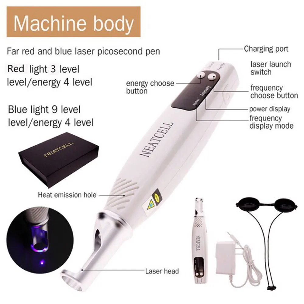 Picosecond Pen Blue / Red Light Therapy Neatcell Pen Removal Tattoo