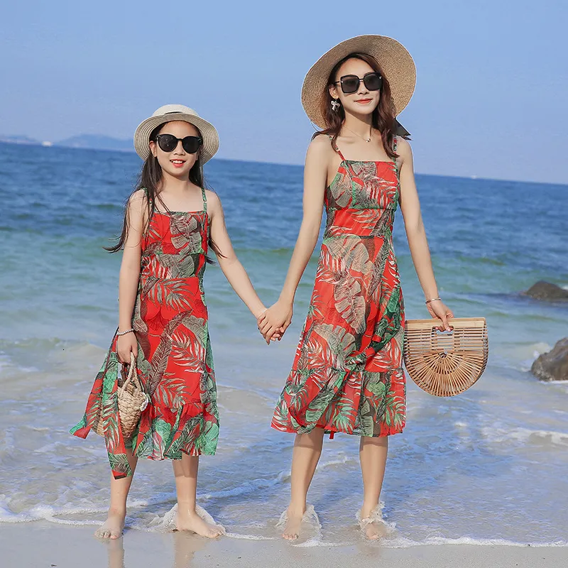 Mom and daughter matching beach dresses on sale