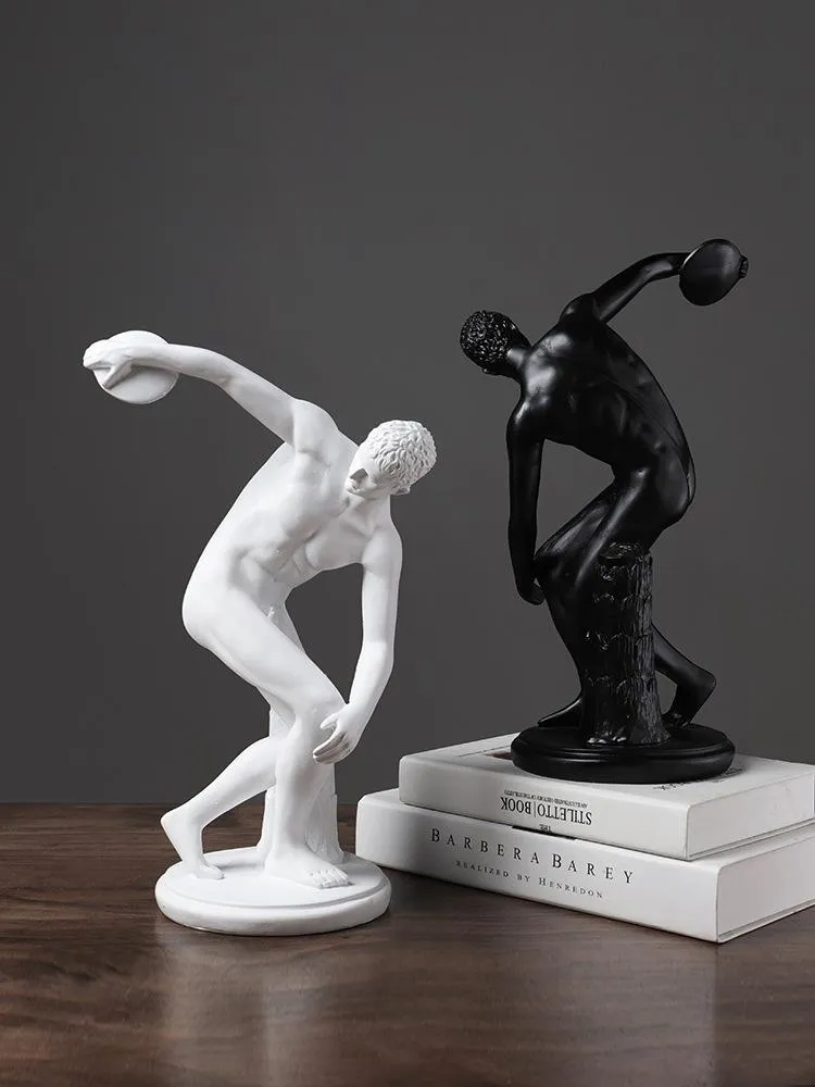 Figurines décoratives Objets Couleur unie Sculpture Décoration One Hand Discus Throw Decor American Study Office Soft-fitting Athletes Home