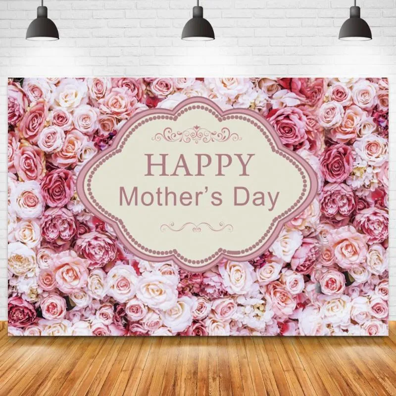 Party Dekoration Rose Blumen Wand Hochzeit Hintergrund Benutzerdefinierte Happy Mother's Day Frauen Geburtstag Hintergrund Pographie für Born Baby Shower