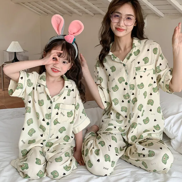 Summer Pajama Set For Mom And Daughter Matching Nursing Sleepwear