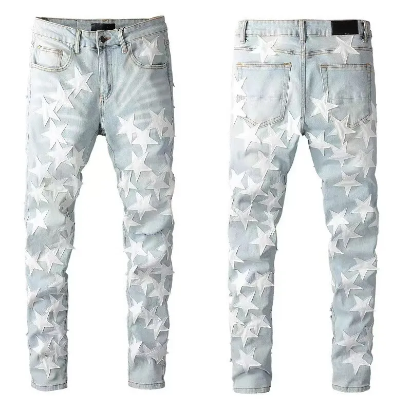 Miri Jean Men designer jeans designer marchio viola jeans jeans impilati donne pantaloni magri stelle toppes hip hop con moto buca largo ksubi jeans p8dl