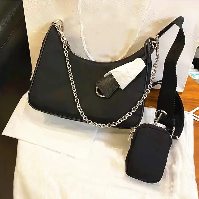 womens Luxury Designer 3piece nylon underarm bag mirror quality handbag nylon bag for woman Men wallet chain satchel bag shoulder tote crossbody clutch bags