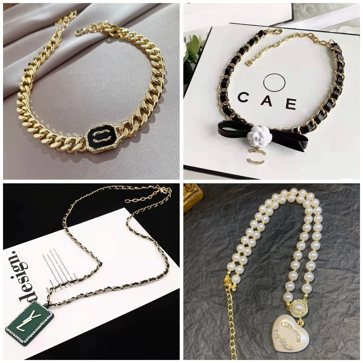 Designer Choker Women's Pendant Necklace Wedding Party Gift New Spring Pearl Love Long Chain High Sense Jewelry Wholesale