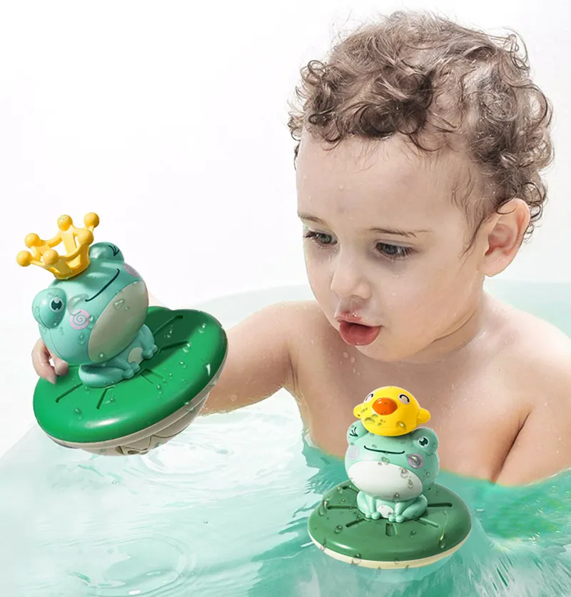 Electric Floating Frog Mini Bathtub Toy With Water Spray Rotating