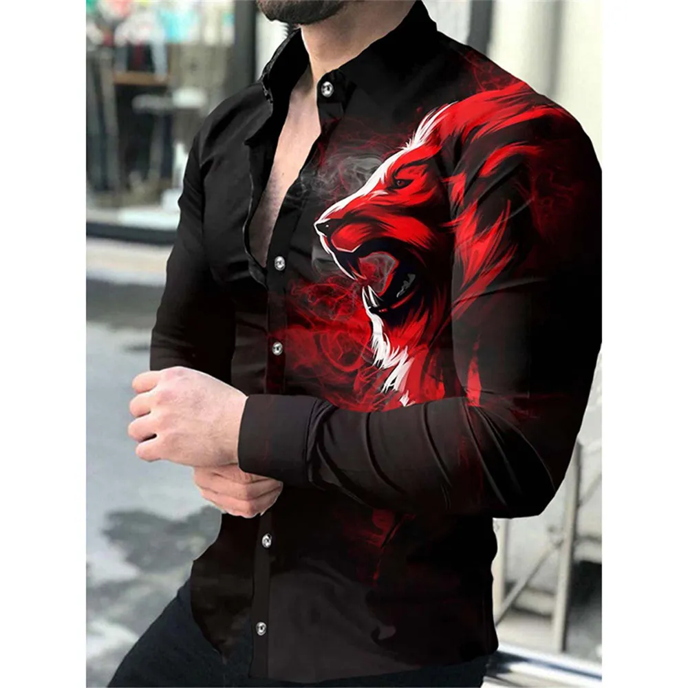 Chemises décontractées pour hommes de haute qualité vêtements pour hommes européens américains mode décontractée chemise imprimée cardigan à simple boutonnage chemise à manches longues hommes 230506