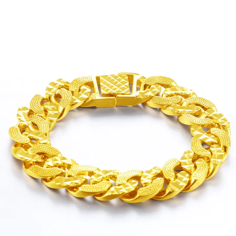 Kedja för alltid inte blekna 24k guldfyllda smycken armband för män kvinnor pulseira feminina bizuteria joyas bröllop fina armband 230506