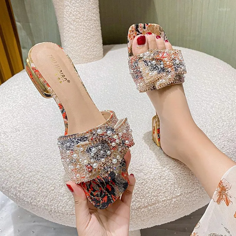 Slippers Pearl Female Summer Wery Out Consse Heel Color كل شيء