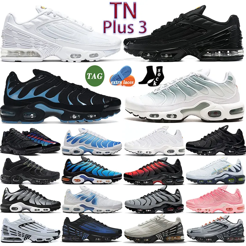 2023 Heren hardloopschoenen veter mannen dames hardloopschoenen tn plus 3 terrascape drievoudige zwart witte mesh unity Atlanta Fire Trainers buiten wandelen joggen sneakers