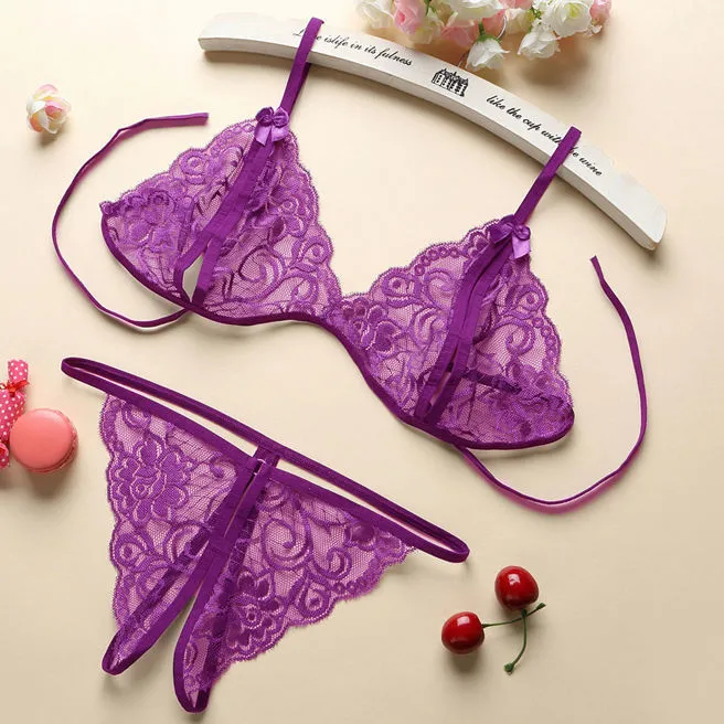 Fast Lane Lace Unlined Plunge Bra in Purple