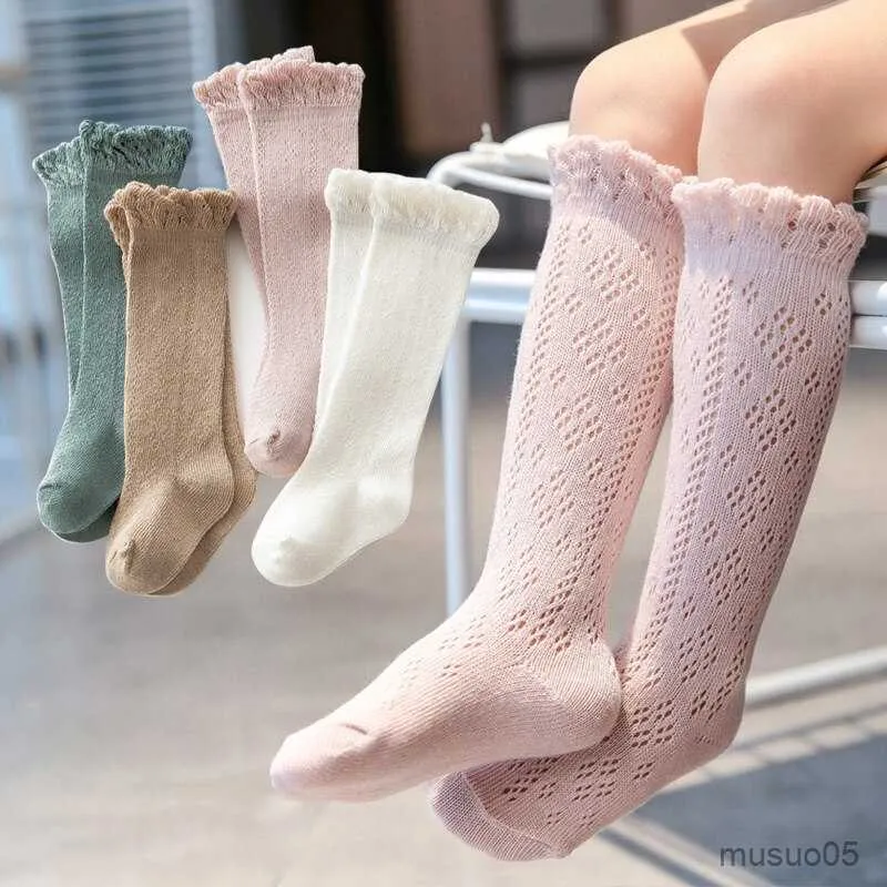 3st Summer Baby Girls Long Breattable Mesh Cotton Princess Hollow Out Sock Kne High Spanish Style Thin Socks