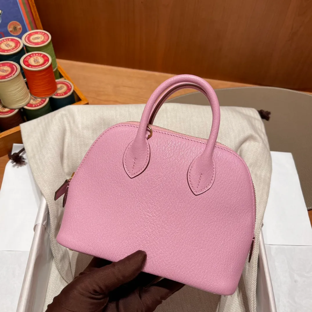DHgate Classic Bowling Bag Designer One Shoulder Handbag Luxury Fashion Tote Bag Premium Imported Cowhide Beeswax Thread Hand Stitched Shell Bag Bags Luggage Accessories