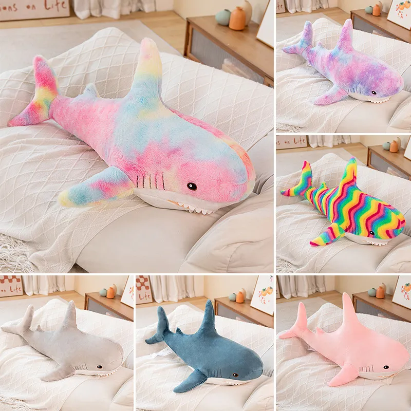 Factory wholesale 6-color 30cm lovely shark pillow plush toys cartoon film and television surrounding animals and children's gifts