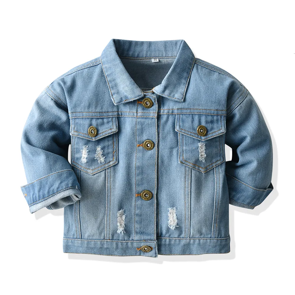 Jackets Top e Autumn Winter Kids Casual Denim Boys Ripped Hole Coat Children Jeans Clothing Outerwear Costume 230506