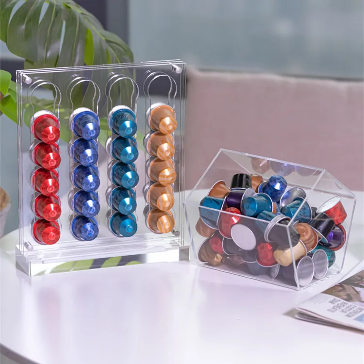 Coffee Tea Tools 48 PCS Acryl Nespresso Capsule Holder Standsets Pod Storage planken Dispens Tower Display 230505