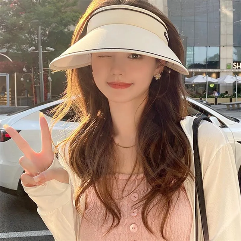 Szerokie brzegowe czapki letnie top pusta czapka słoneczna czapka plażowa anty-ultrafiolet visor girl dams caps ochrona UV