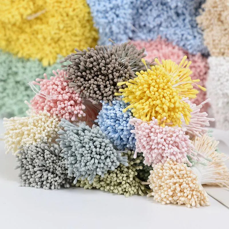 Fleurs décoratives 400/800 pièces étamine artificielle Double têtes Mini perle bricolage guirlande artisanat pour fête de mariage décorations pour la maison